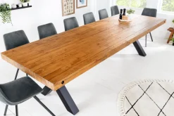 Riess-Ambiente Esstische|Mehr... > Massivholz Esstisch THOR 300cm vintage braun Pinie recycelt Industrial Design Eisen X-Gestell