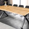 Riess-Ambiente Esstische|Mehr... > Massivholz Esstisch WILD OAK 160cm natur schwarz Wildeiche Baumkante geölt X-Gestell