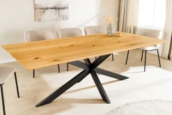 Riess-Ambiente Esstische|Mehr... > Massivholz Esstisch WILD OAK 200cm natur Wildeiche Schweizer Kante Sterngestell