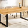Riess-Ambiente Esstische|Mehr... > Massivholz Esstisch WILD OAK 160cm natur Wildeiche Schweizer Kante Metall U-Gestell