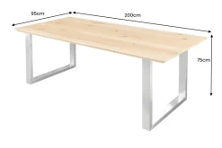 Riess-Ambiente Esstische|Mehr... > Massivholz Esstisch WILD OAK 200cm natur Wildeiche Schweizer Kante Edelstahl U-Gestell