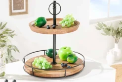 Riess-Ambiente Mehr...|Mehr... > Massivholz Etagere PURE NATURE 40cm Mango rund mit zwei Etagen schwarzes Metall