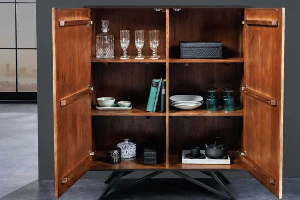 Riess-Ambiente Mehr...|Massivholzschränke > Massivholz Highboard MOUNTAIN SOUL 120cm echter Naturstein Akazie Schrank