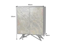 Riess-Ambiente Mehr...|Massivholzschränke > Massivholz Highboard MOUNTAIN SOUL 120cm grau grün marmoriert Steinfurnier Akazie
