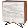 Riess-Ambiente Mehr...|Massivholzschränke > Massivholz Highboard MOUNTAIN SOUL 120cm echter Naturstein weiß Akazie Schrank Marmor-Design