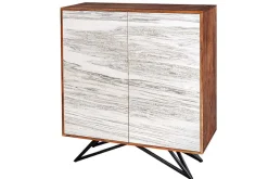 Riess-Ambiente Mehr...|Massivholzschränke > Massivholz Highboard MOUNTAIN SOUL 120cm echter Naturstein weiß Akazie Schrank Marmor-Design