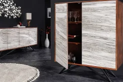 Riess-Ambiente Mehr...|Massivholzschränke > Massivholz Highboard MOUNTAIN SOUL 120cm echter Naturstein weiß Akazie Schrank Marmor-Design