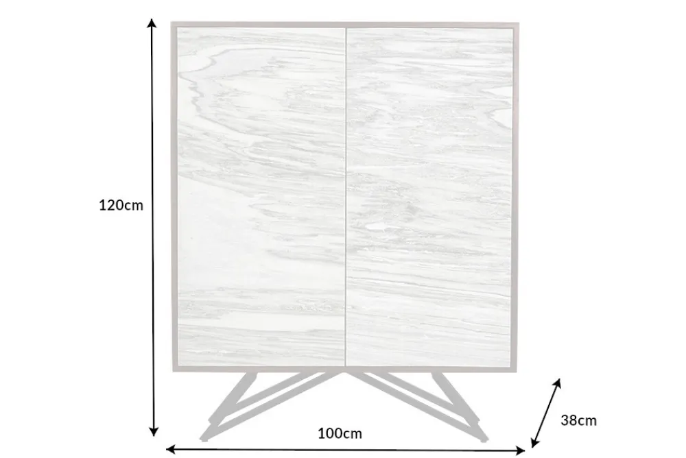 Riess-Ambiente Mehr...|Massivholzschränke > Massivholz Highboard MOUNTAIN SOUL 120cm echter Naturstein weiß Akazie Schrank Marmor-Design