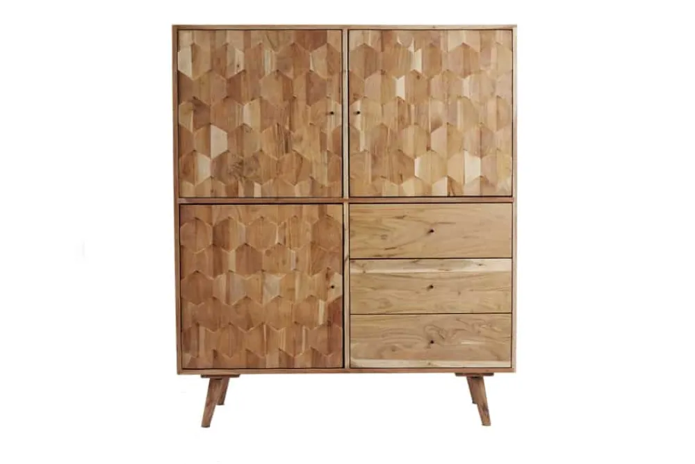 Riess-Ambiente Mehr...|Highboards > Massivholz Highboard MYSTIC LIVING 140cm Akazie natur 3D-Oberfläche