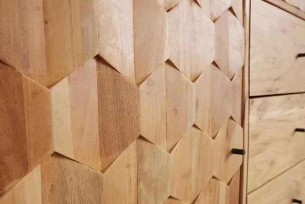 Riess-Ambiente Mehr...|Highboards > Massivholz Highboard MYSTIC LIVING 140cm Akazie natur 3D-Oberfläche