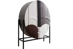 Riess-Ambiente Mehr...|Massivholzschränke > Massivholz Highboard VOODOO 120cm braun weiß schwarz Mangoholz mit 3D Schnitzereien oval Metallgestell