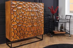 Riess-Ambiente Mehr...|Massivholzschränke > Massivholz Highboard VULCANO 120cm braun Mangoholz mit 3D Schnitzereien handmade Metallgestell schwarz