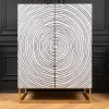 Riess-Ambiente Mehr...|Massivholzschränke > Massivholz Highboard ZEN CIRCLES 120cm weiß schwarz Mangoholz 3D-Design Metall gold