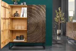 Riess-Ambiente Mehr...|Massivholzschränke > Massivholz Highboard ZEN CIRCLES 120cm dunkelbraun Mangoholz 3D-Design