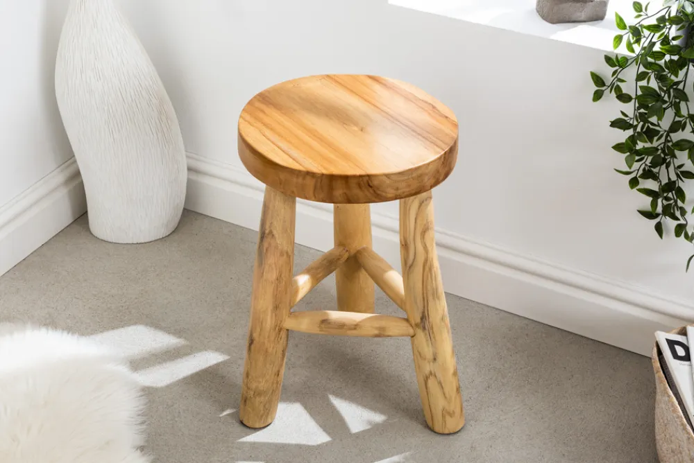 Riess-Ambiente Beistelltische|Sitzhocker > Massivholz Hocker BALI 45cm natur rund Teakholz Beistelltisch Sitzhocker Nachttisch