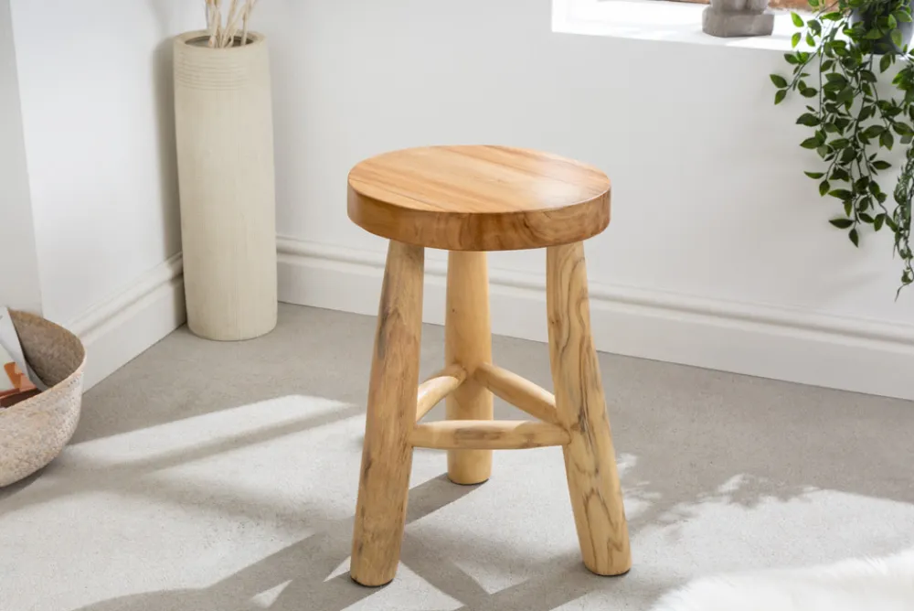 Riess-Ambiente Beistelltische|Sitzhocker > Massivholz Hocker BALI 45cm natur rund Teakholz Beistelltisch Sitzhocker Nachttisch