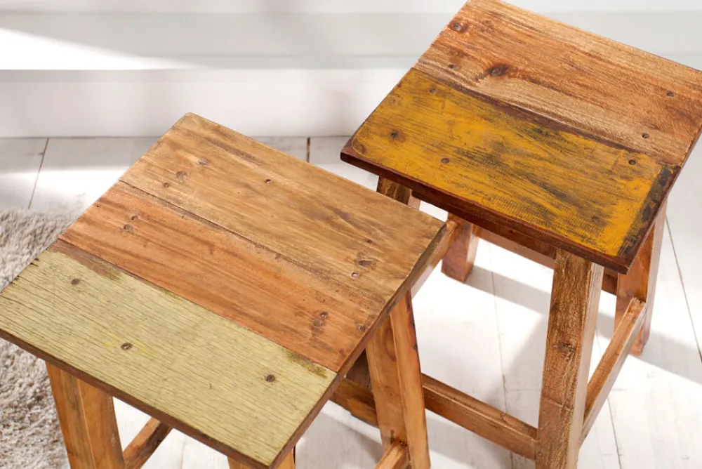 Riess-Ambiente Sitzhocker|Mehr... > Massivholz Hocker JAKARTA 50cm recycelt Beistelltisch Sitzhocker