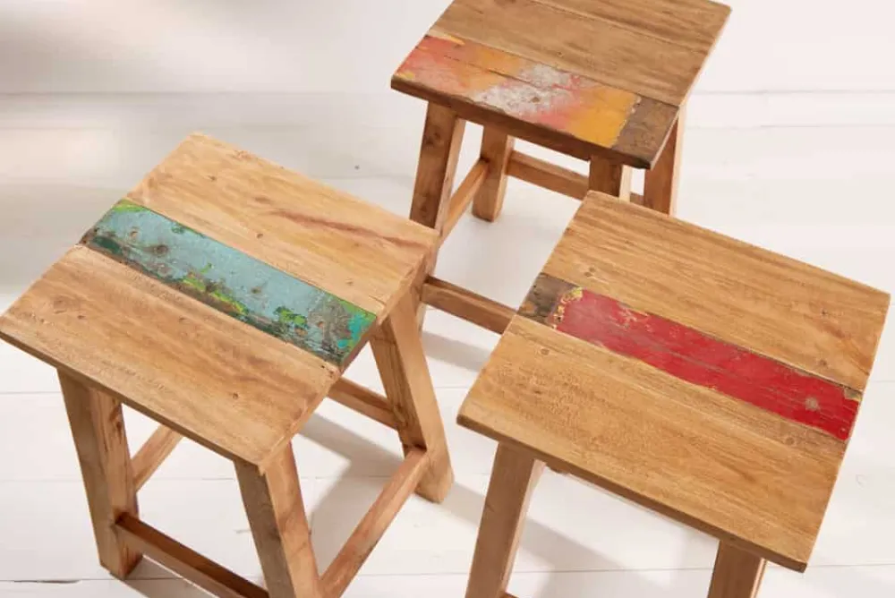 Riess-Ambiente Sitzhocker|Mehr... > Massivholz Hocker JAKARTA 50cm recycelt Beistelltisch Sitzhocker