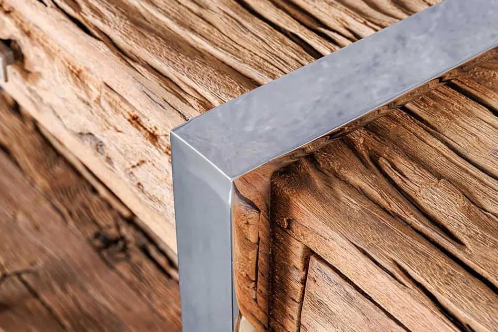Riess-Ambiente Mehr...|Konsolentische > Massivholz Konsolentisch BARRACUDA 140cm braun Teakholz silber Edelstahl verchromt mit Schubladen