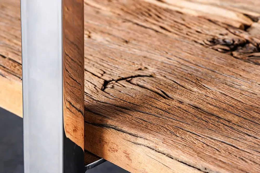 Riess-Ambiente Mehr...|Konsolentische > Massivholz Konsolentisch BARRACUDA 140cm braun Teakholz silber Edelstahl verchromt mit Schubladen