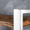 Riess-Ambiente Mehr...|Industrial Loft > Massivholz Regal BARRACUDA 185cm braun Teakholz silber Edelstahl verchromt Bücherregal