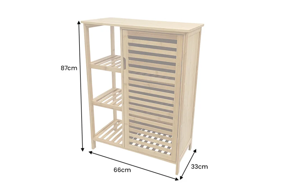 Riess-Ambiente Mehr...|Massivholzregale > Massivholz Regal ZEN-BO 90cm natur Bambus mit Lamellentür