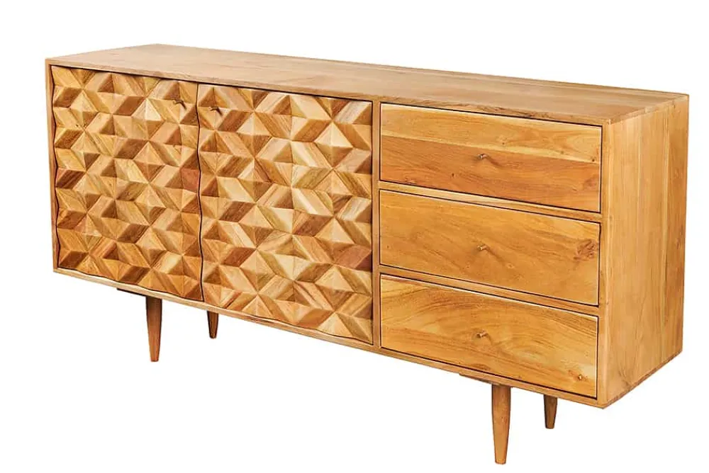 Riess-Ambiente Mehr...|Retro Möbel > Massivholz Sideboard ALPINE 145cm Akazie honey finish Kommode mit Schubladen Retro Design
