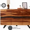 Riess-Ambiente Mehr...|Industrial Loft > Massivholz Sideboard AMAZONAS 150cm braun Sheesham Baumkante schwarzes Metallgestell