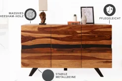 Riess-Ambiente Mehr...|Industrial Loft > Massivholz Sideboard AMAZONAS 150cm braun Sheesham Baumkante schwarzes Metallgestell