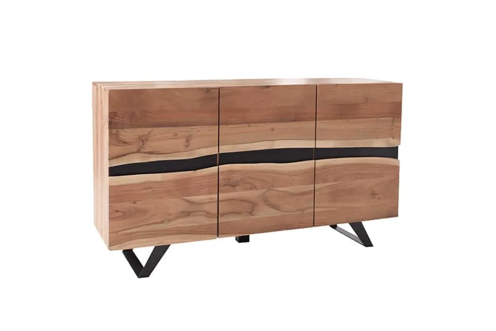 Riess-Ambiente Mehr...|Industrial Loft > Massivholz Sideboard AMAZONAS 150cm Akazie natur Metall schwarz Baumkante