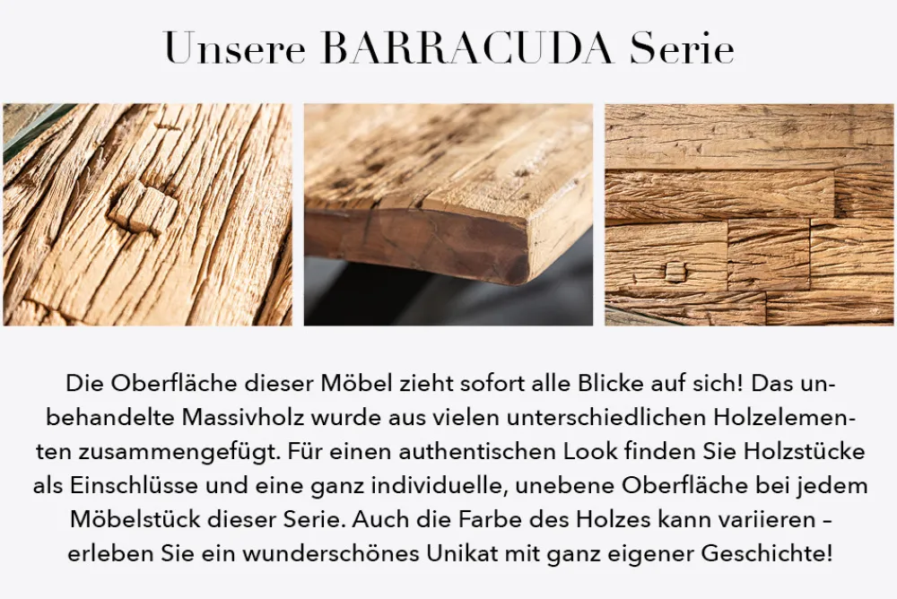 Riess-Ambiente Sideboards & Kommoden|Mehr... > Massivholz Sideboard BARRACUDA 160cm Teak antik Kommode mit Schubladen Stahl Kufenfüßen