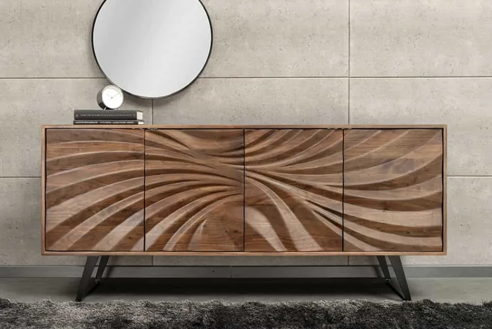 Riess-Ambiente Mehr...|Massivholzschränke > Massivholz Sideboard HURRICANE 175cm braun Akazie 3D-Design