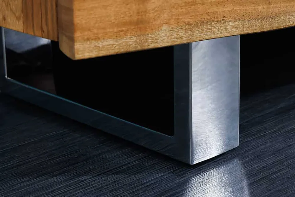 Riess-Ambiente Mehr...|Industrial Loft > Massivholz Sideboard MAMMUT 170cm Akazie Baumkante mit Schubladen Kufengestell Edelstahl