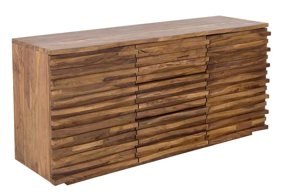Riess-Ambiente Mehr...|Retro Möbel > Massivholz Sideboard RELIEF 160cm braun Sheesham stone finish Kommode mit Schubladen