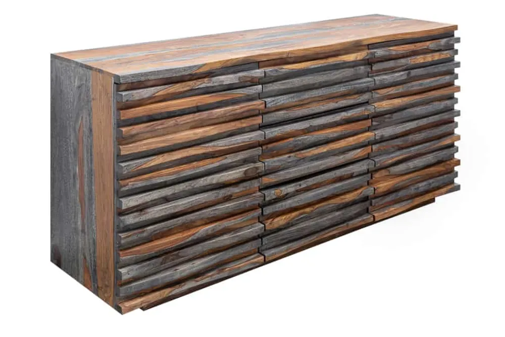 Riess-Ambiente Mehr...|Retro Möbel > Massivholz Sideboard RELIEF 160cm Sheesham grau smoke finish Kommode mit Schubladen