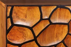 Riess-Ambiente Mehr...|Massivholzschränke > Massivholz Sideboard VULCANO 180cm braun Mangoholz mit 3D Schnitzereien handmade Metallgestell schwarz