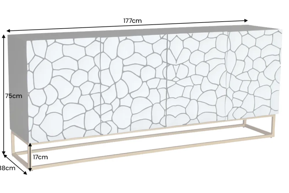 Riess-Ambiente Mehr...|Massivholzschränke > Massivholz Sideboard VULCANO 180cm braun Mangoholz mit 3D Schnitzereien handmade Metallgestell schwarz