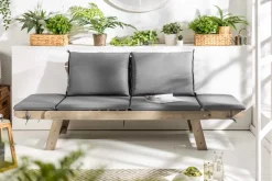 Riess-Ambiente Mehr...|Massivholz Gartenmöbel > Massivholz Sitzbank MODULAR 155-190cm grau Akazie inkl. Kissen Gartenbank klappbar