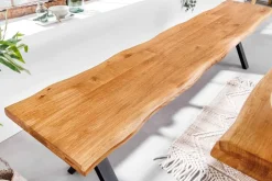 Riess-Ambiente Industrial Loft|Skandinavisch > Massivholz Sitzbank WILD OAK 160cm Eiche Baumkante X-Gestell Industrial