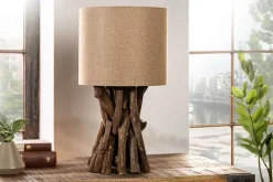 Riess-Ambiente Mehr...|Mehr... > Massivholz Tischlampe HARMONY NATURE 50cm beige Teak mit Leinenschirm