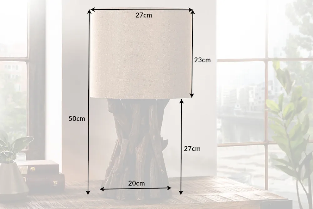Riess-Ambiente Mehr...|Mehr... > Massivholz Tischlampe HARMONY NATURE 50cm beige Teak mit Leinenschirm