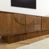 Riess-Ambiente Retro Möbel|Tv- & Lowboards > Massivholz TV-Lowboard ART DECO 200cm braun smoked Mangoholz 3D-Front