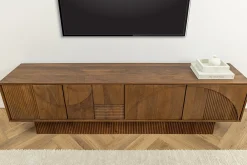 Riess-Ambiente Retro Möbel|Tv- & Lowboards > Massivholz TV-Lowboard ART DECO 200cm braun smoked Mangoholz 3D-Front
