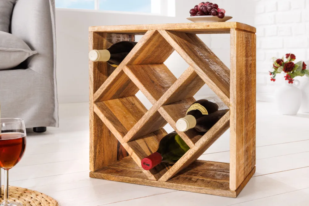 Riess-Ambiente Mehr...|Massivholzregale > Massivholz Weinregal CUBUS 40cm Mango handmade Beistelltisch