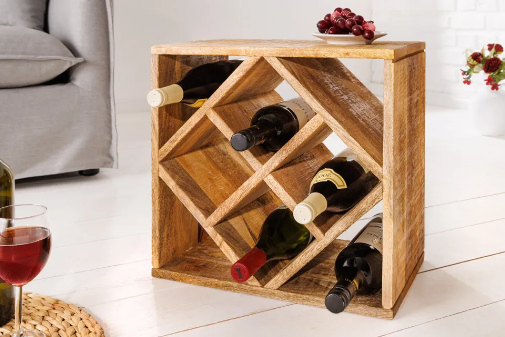 Riess-Ambiente Mehr...|Massivholzregale > Massivholz Weinregal CUBUS 40cm Mango handmade Beistelltisch