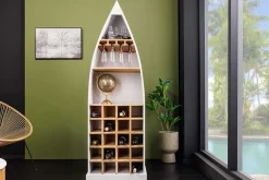 Riess-Ambiente Skandinavisch|Weinregale > Massivholz Weinregal SEVEN SEAS 180cm weiß natur Mango Flaschenregal