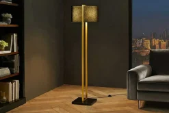 Riess-Ambiente Goldene Möbel|Stehleuchten > Minimalistische Stehlampe COLLEEN 160cm gold schwarz Stoffschirm mit Metallfuß