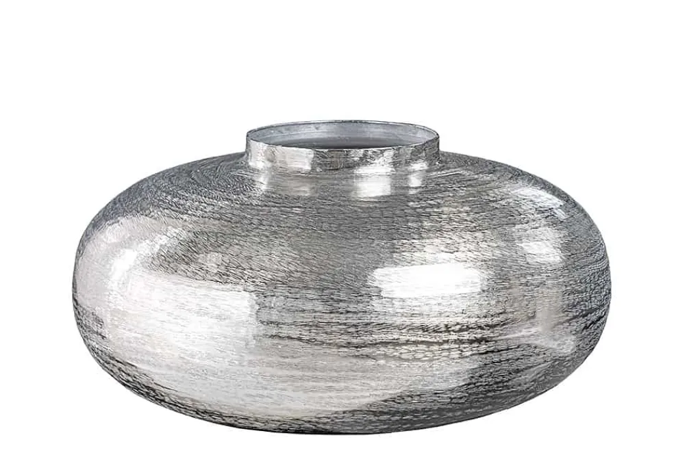 Riess-Ambiente Dekoration|Vasen > Moderne Deko Vase ABSTRACT ORIENT 35cm silber rund Metall Hammerschlag-Design