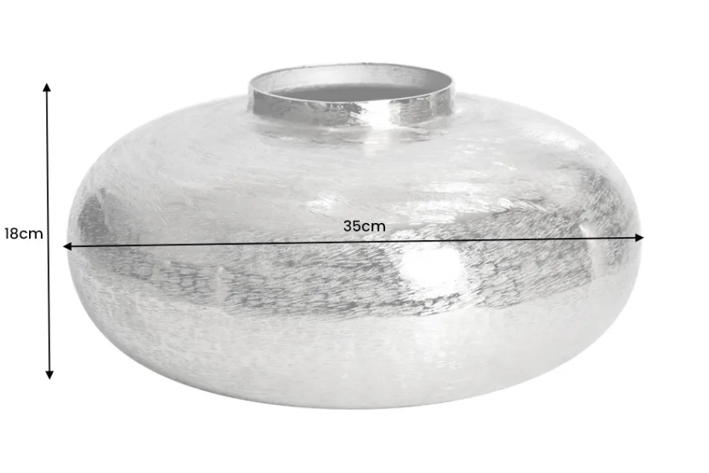 Riess-Ambiente Dekoration|Vasen > Moderne Deko Vase ABSTRACT ORIENT 35cm silber rund Metall Hammerschlag-Design