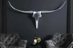 Riess-Ambiente Wanddekoration > Moderne Design Wanddekoration BULL XL 120cm silber Aluminium Stierkopf
